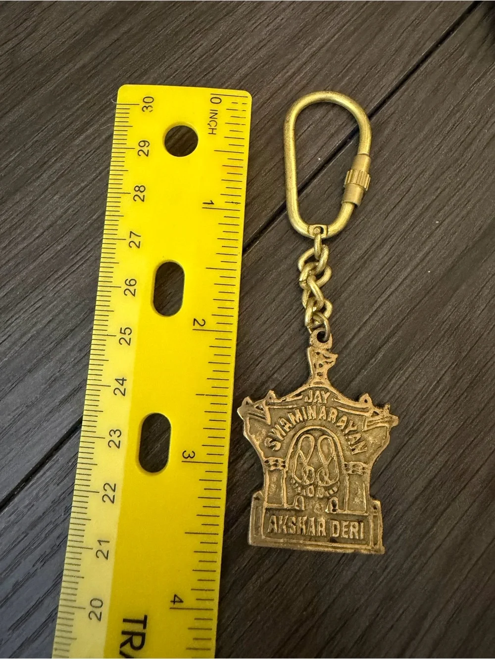 Gold Temple Keychain with Religious Motif